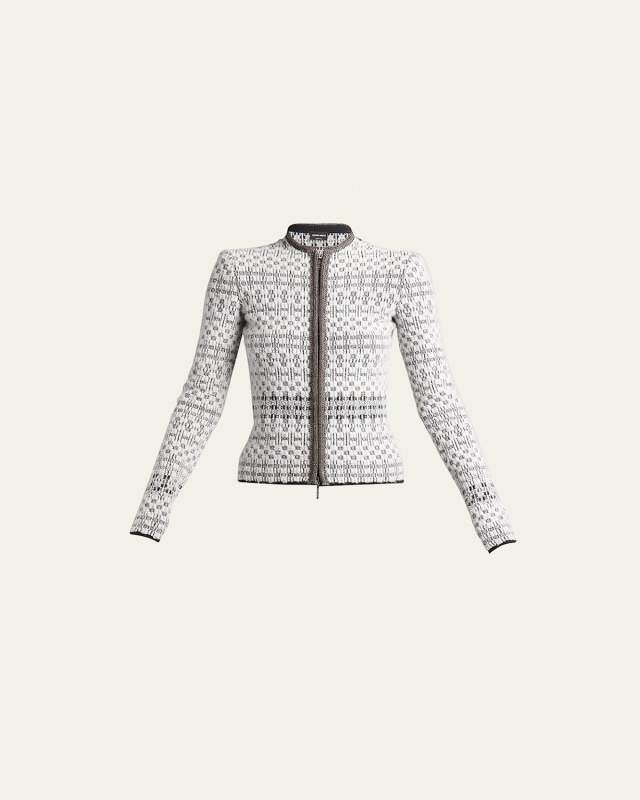 Metallic Knit Jacquard Zip Jacket